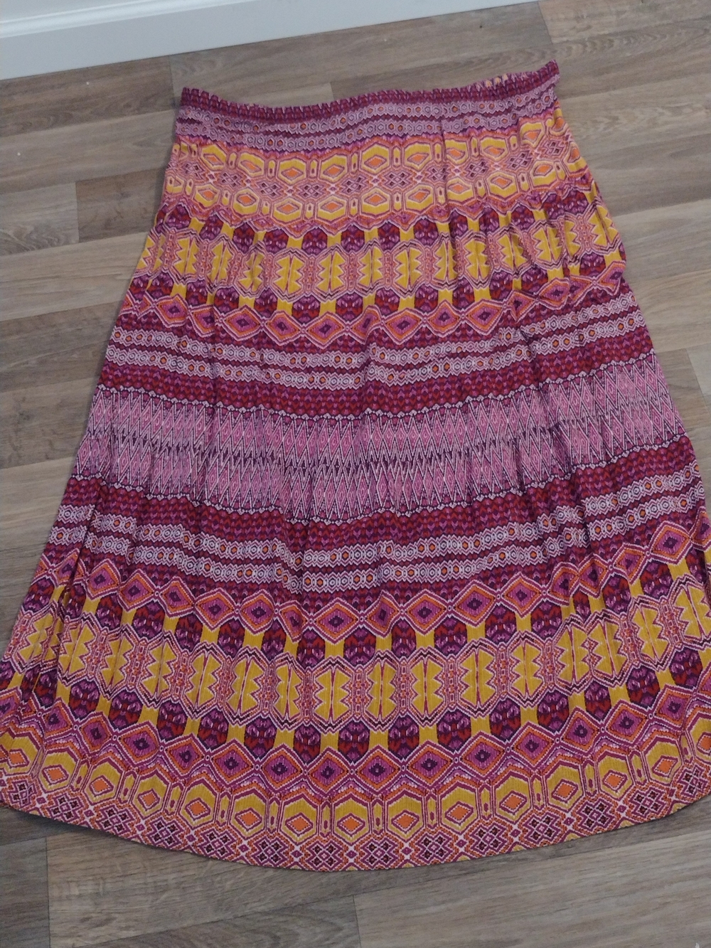 Mossimo Supply Co. Pink Yellow Geometric Tiered Maxi Skirt - Picture 4 of 7
